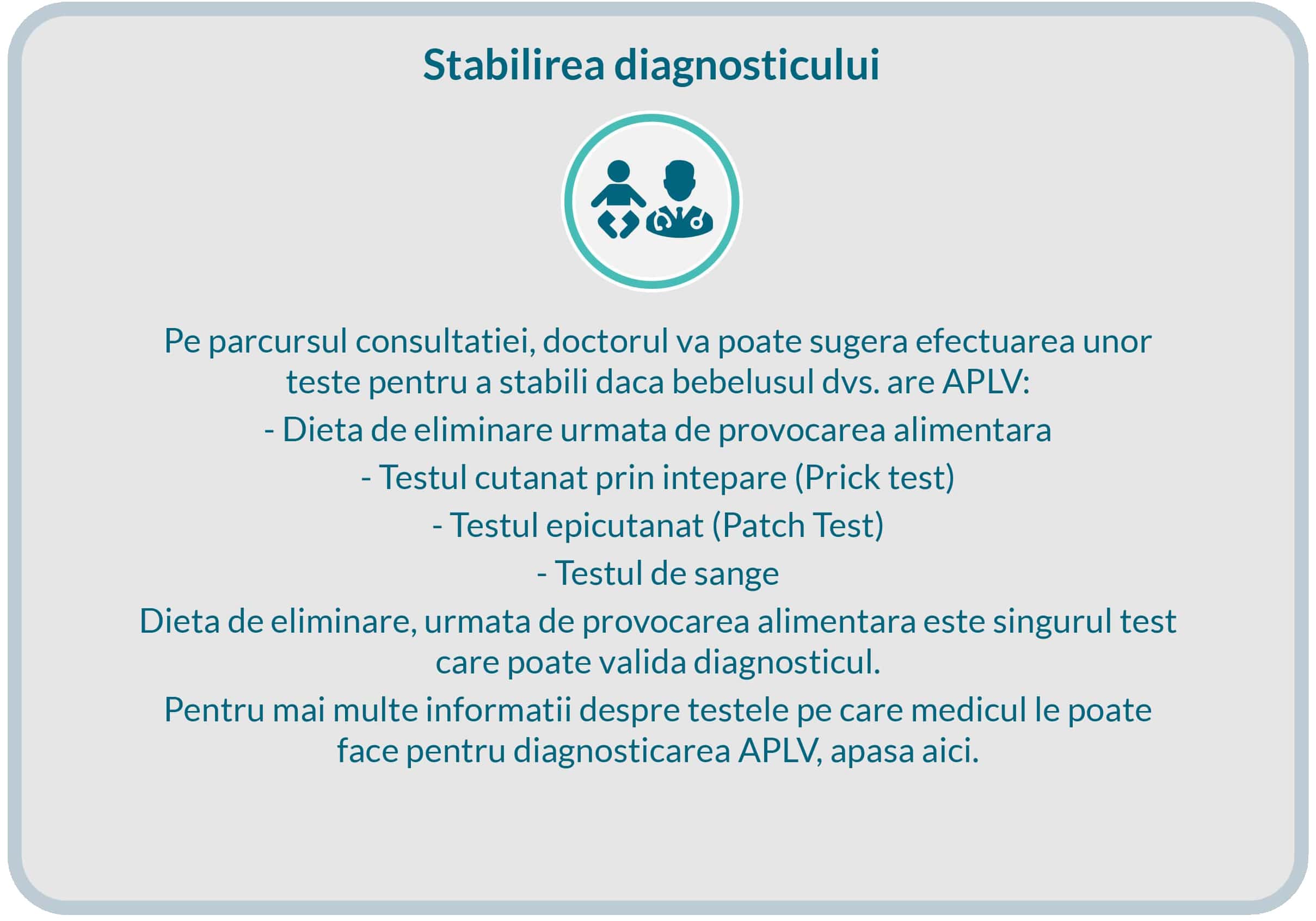 Stabilirea diagnosticului pentru APLV la bebeluși